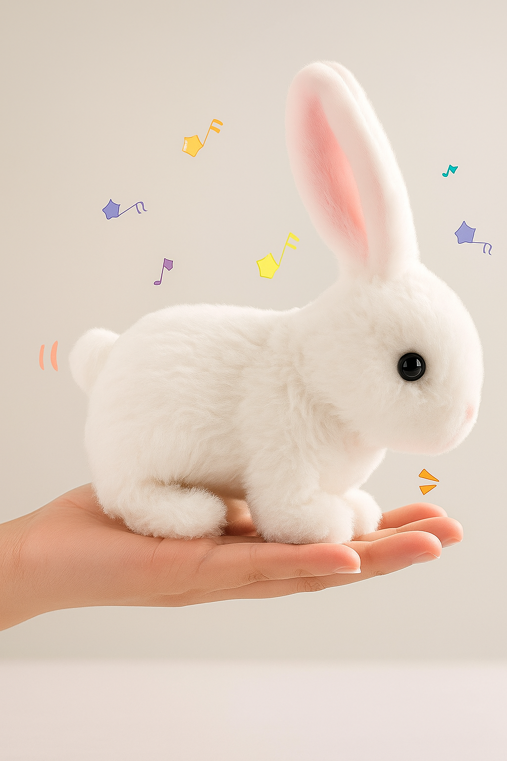 Adorable Walking Rabbit – Interactive Plush Bunny with Ears, Nose & Hopping Fun (White)