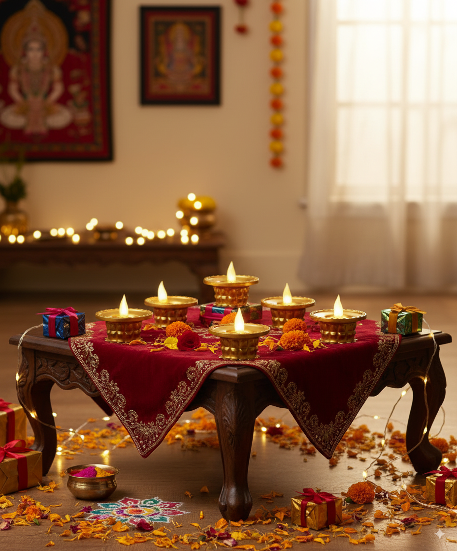 Water Pouring Diya LED Lights – Golden Finish (Pack of 6/12/16/24)