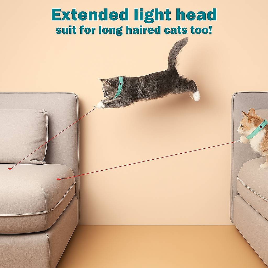 Wearable Automatic LED Cat & Dog Toy – Smart Interactive Collar for Kittens & Pets, USB Rechargeable, Auto On/Off, Indoor Exercise & Amusement