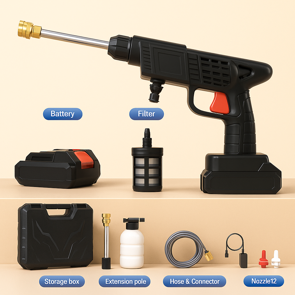 Rechargeable Car & Bike Washer Gun – High Pressure (48V)