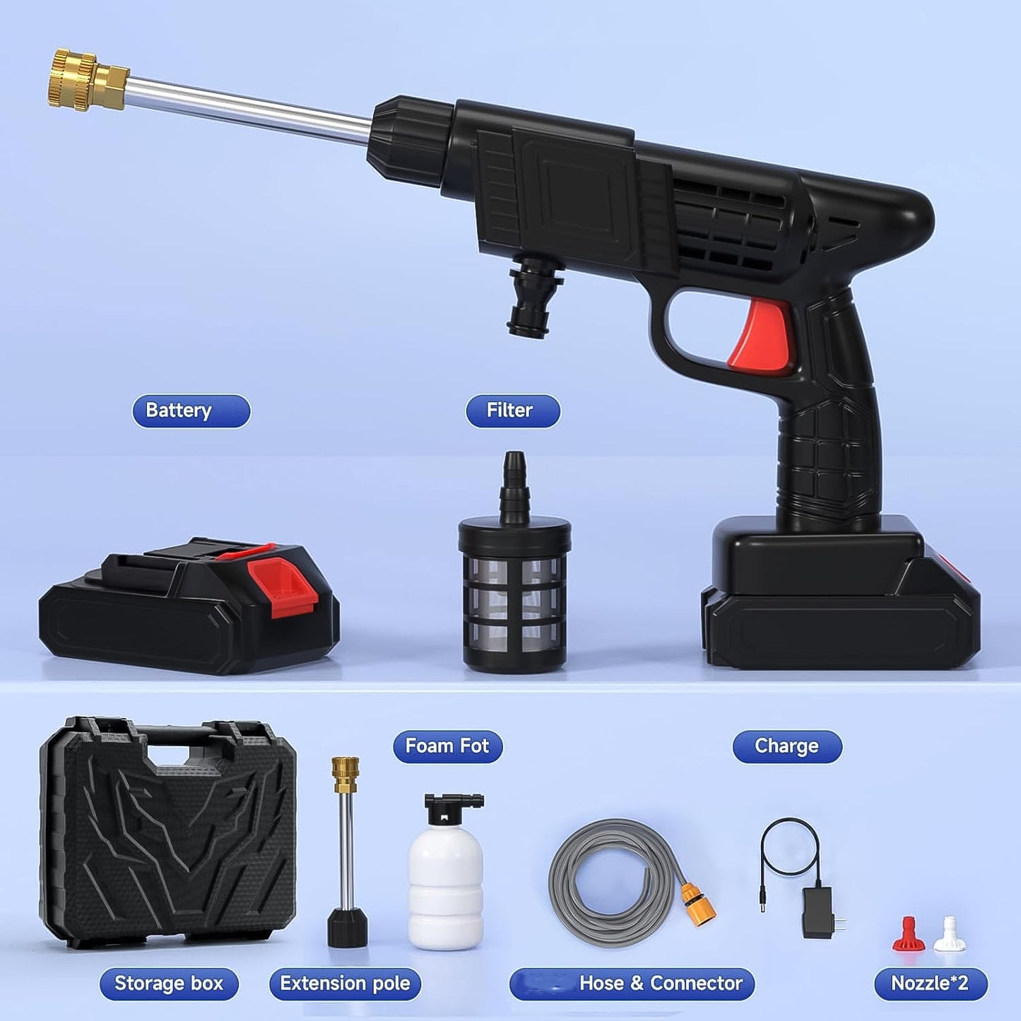 Rechargeable Car & Bike Washer Gun – High Pressure (48V)