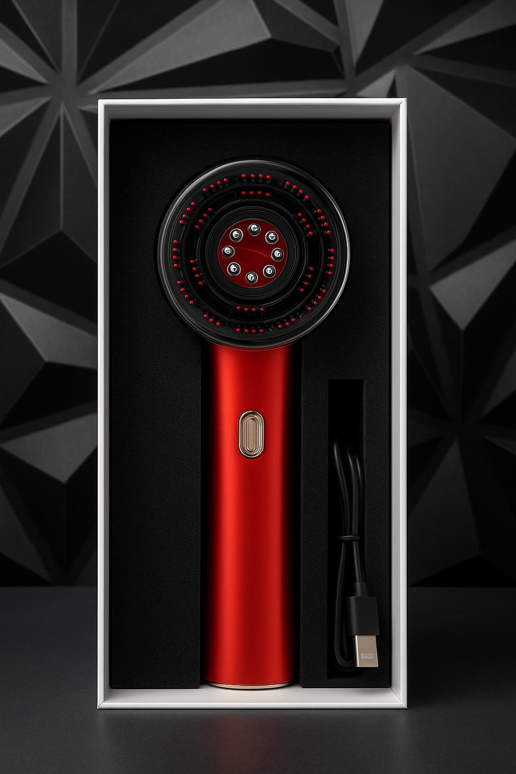 Premium 3-in-1 Electric Scalp Massager Comb | Hair Oil Applicator + Relaxing Shiatsu Massage | Waterproof, Portable & Rechargeable – Red