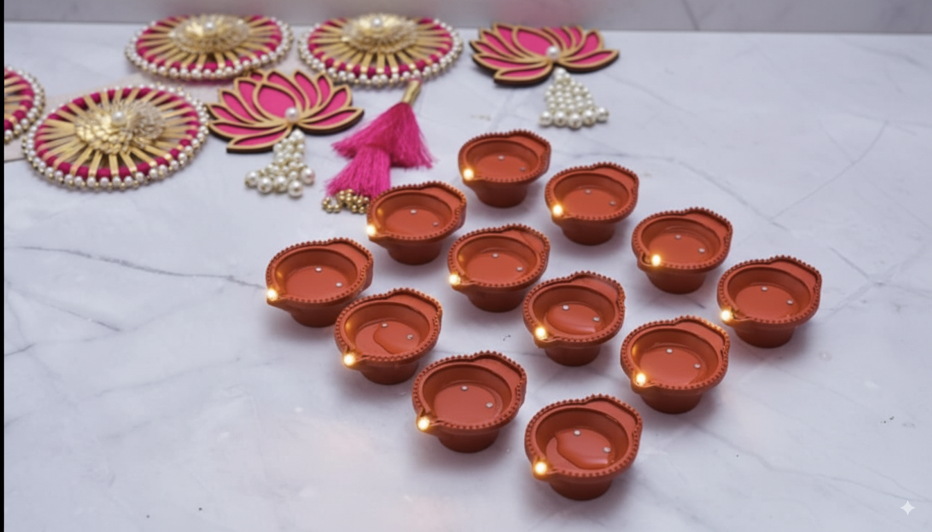 LED Light Water Sensor Diyas – Plastic, Ambient Lights