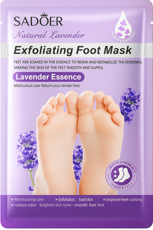 Lavender Foot Peel Mask (Pair of 2) – Natural Exfoliator for Dead Skin & Callus Removal, Heels Repair, Cracked Feet Treatment, Peeling Foot Mask for Baby Soft & Smooth Feet