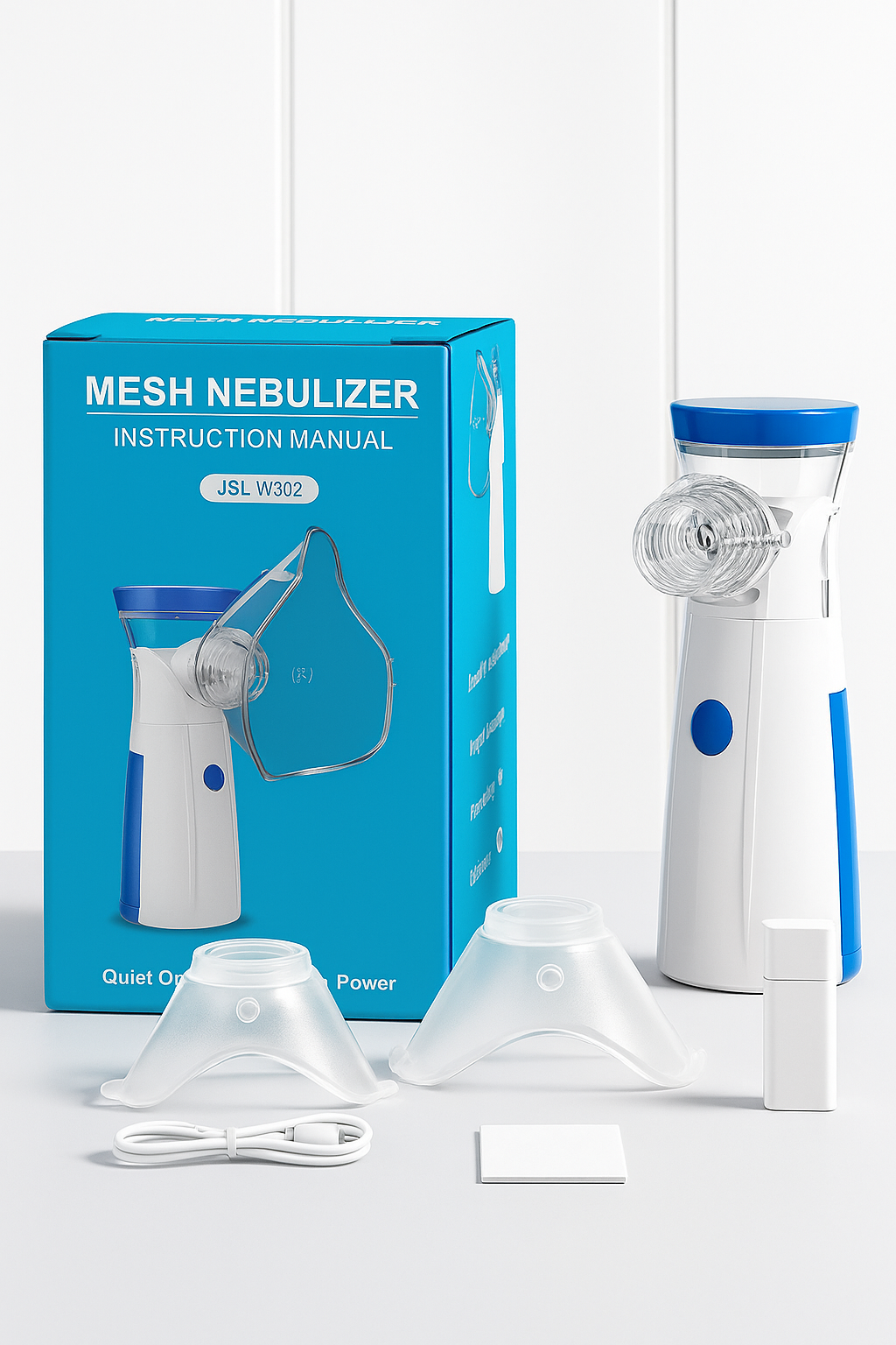 Mini Portable Mesh Nebulizer | Rechargeable Handheld Nebulizer Machine for Adults & Kids | One-Touch Operation | Personal Inhaler with 2 Masks | Rapid Relief for Breathing Problems