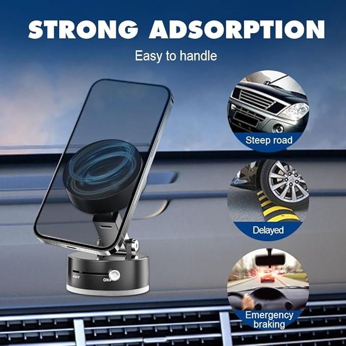 Vaccum Magnetic Phones Holder, Magnetic Car Phone Mount, Hands-Free Suction Cup Phones Holder for Car/Gym/Mirror/Shower, Car Mount Compatible with All Mobile
