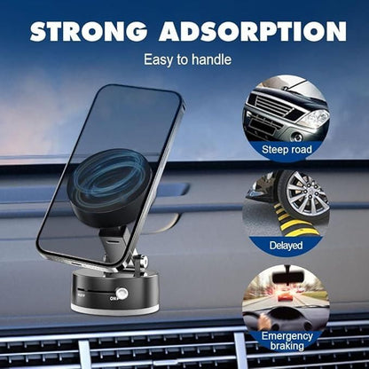 Vaccum Magnetic Phones Holder, Magnetic Car Phone Mount, Hands-Free Suction Cup Phones Holder for Car/Gym/Mirror/Shower, Car Mount Compatible with All Mobile