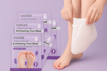 Lavender Foot Peel Mask (Pair of 2) – Natural Exfoliator for Dead Skin & Callus Removal, Heels Repair, Cracked Feet Treatment, Peeling Foot Mask for Baby Soft & Smooth Feet