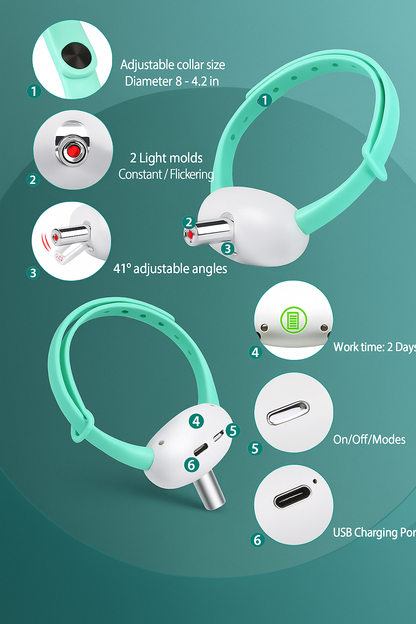 Wearable Automatic LED Cat & Dog Toy – Smart Interactive Collar for Kittens & Pets, USB Rechargeable, Auto On/Off, Indoor Exercise & Amusement