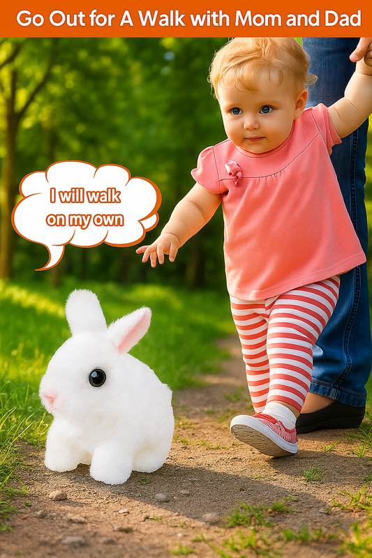 Adorable Walking Rabbit – Interactive Plush Bunny with Ears, Nose & Hopping Fun (White)