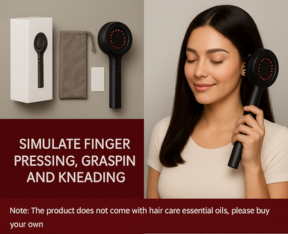 Premium 3-in-1 Electric Scalp Massager Comb | Hair Oil Applicator + Relaxing Shiatsu Massage | Waterproof, Portable &amp; Rechargeable – Red