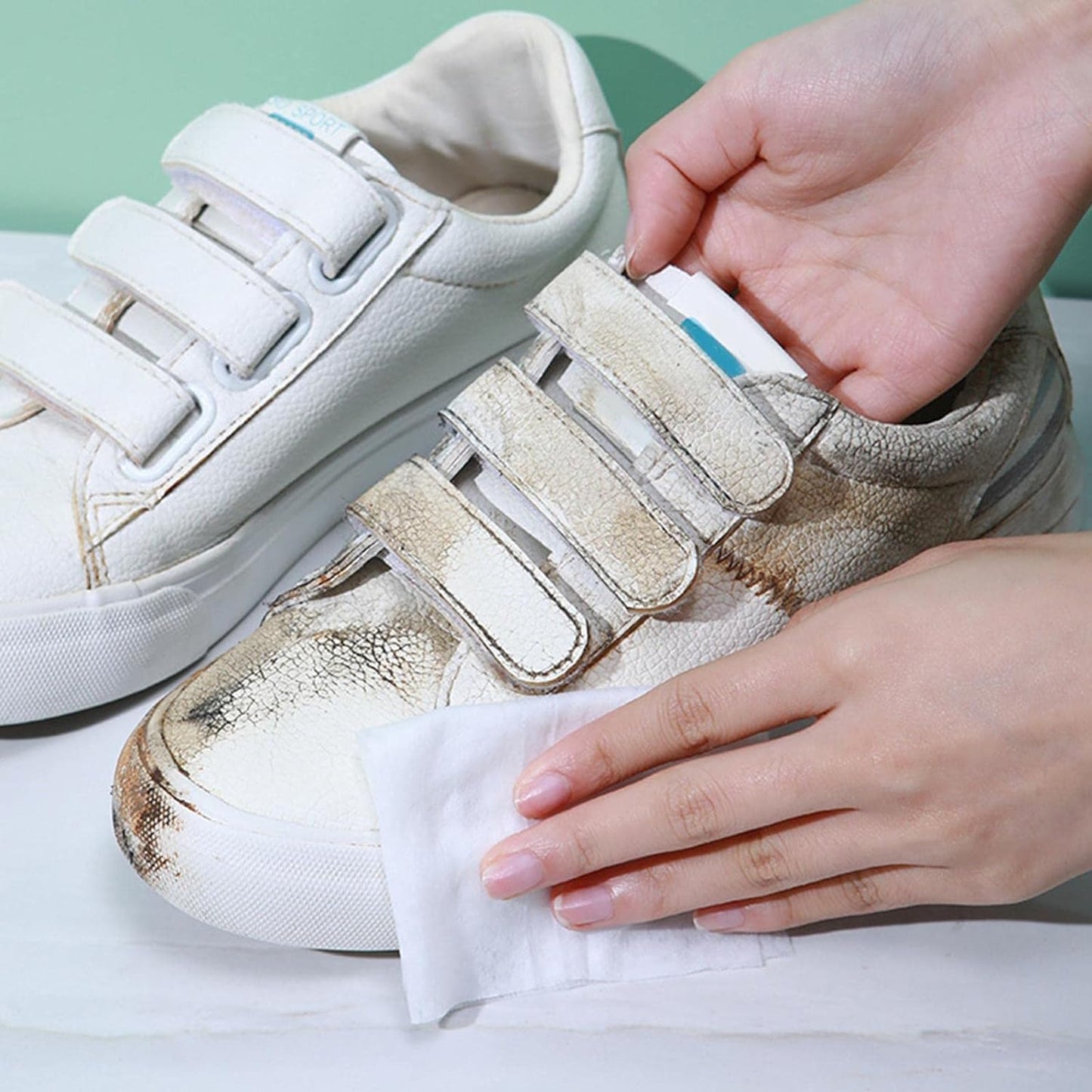 Sneaker & Shoe Cleaning Wet Wipes – Fast Scrubbing, Non-Woven Quick Wipes | Disposable, Travel-Friendly | Removes Dirt & Stains Instantly (80 Wipes)