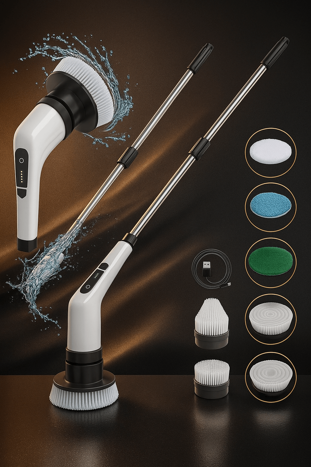 7-in-1 Electric Spin Scrubber Cleaning Brush with Extension Handle