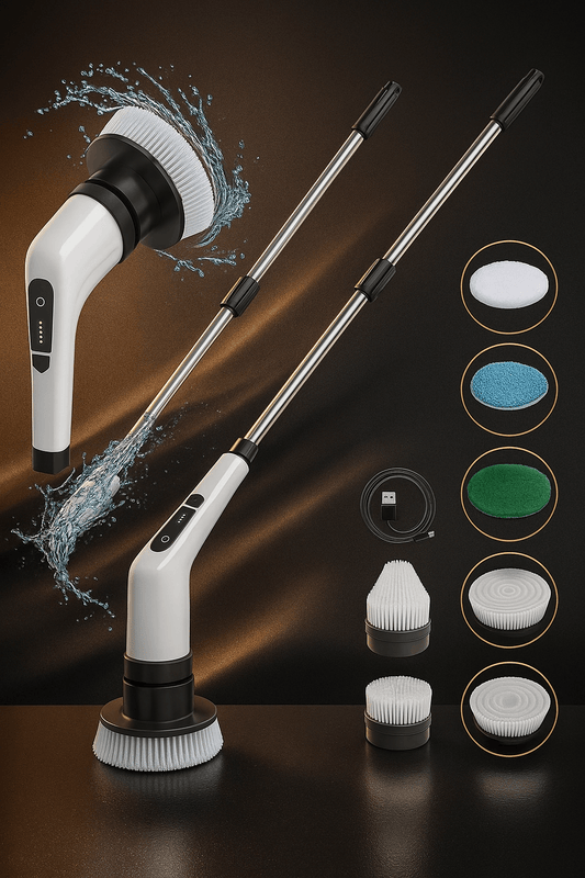7-in-1 Electric Spin Scrubber Cleaning Brush with Extension Handle