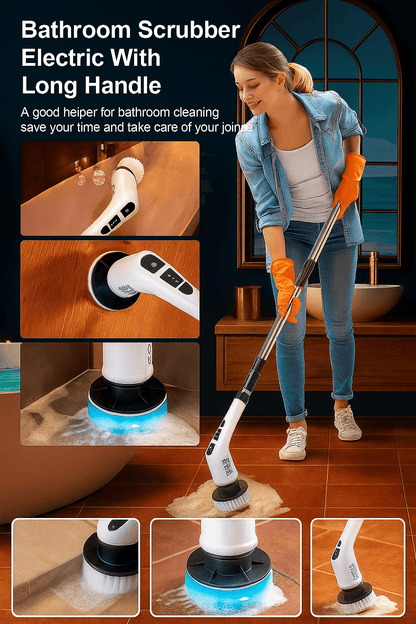 7-in-1 Electric Spin Scrubber Cleaning Brush with Extension Handle