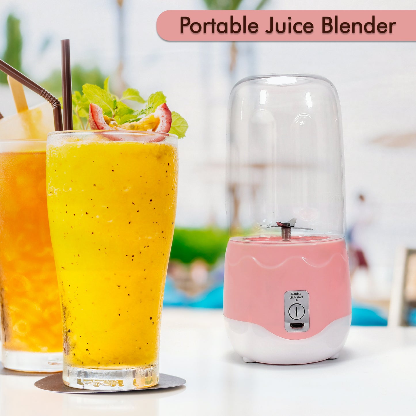 Portable Blender Personal Blender Juicer Cup Mini Handheld Blender With 4 Blades Mixer For Fruit Shakes And Smoothies Portable Juicer (Multicolor)