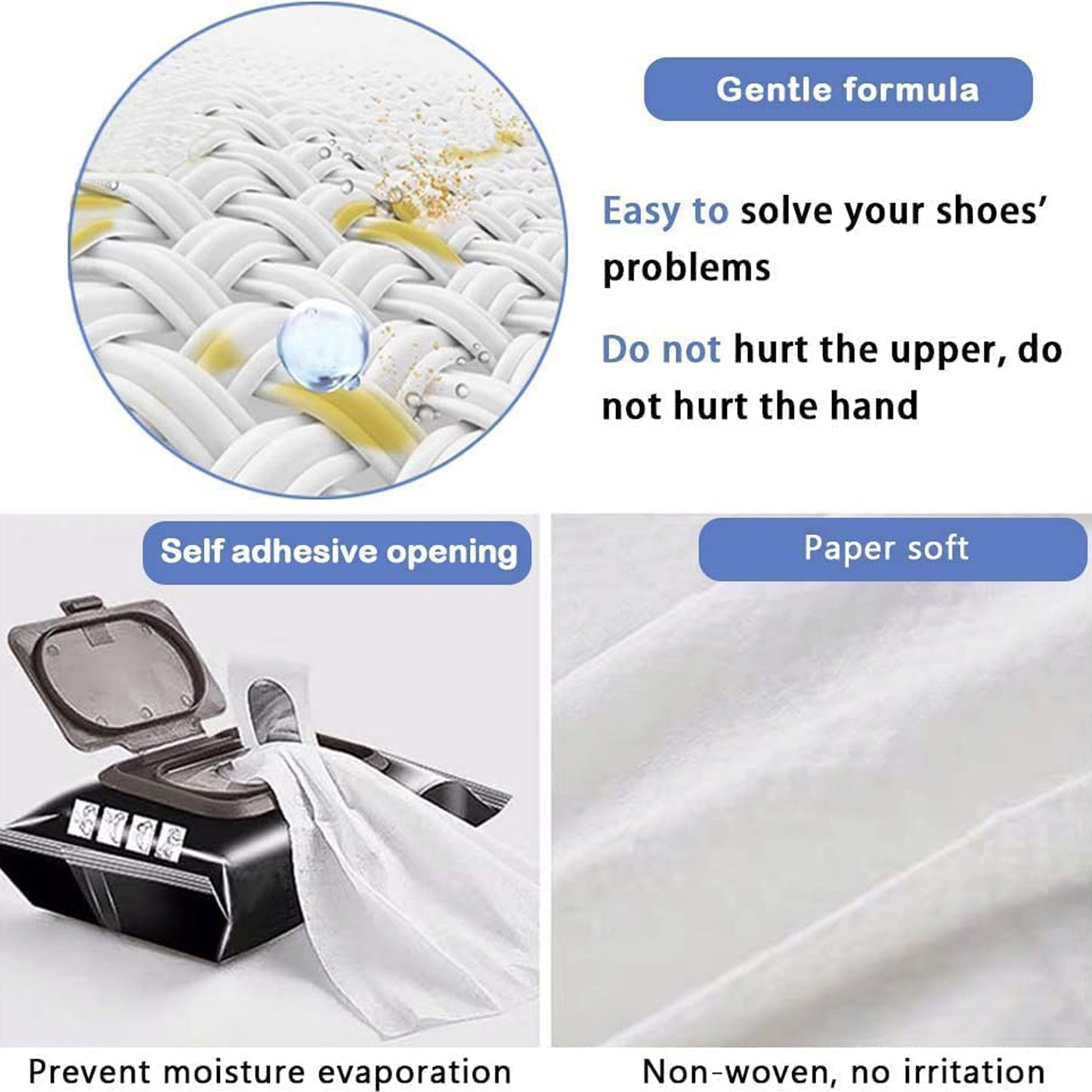 Sneaker & Shoe Cleaning Wet Wipes – Fast Scrubbing, Non-Woven Quick Wipes | Disposable, Travel-Friendly | Removes Dirt & Stains Instantly (80 Wipes)