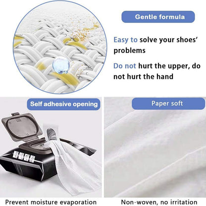 Sneaker & Shoe Cleaning Wet Wipes – Fast Scrubbing, Non-Woven Quick Wipes | Disposable, Travel-Friendly | Removes Dirt & Stains Instantly (80 Wipes)
