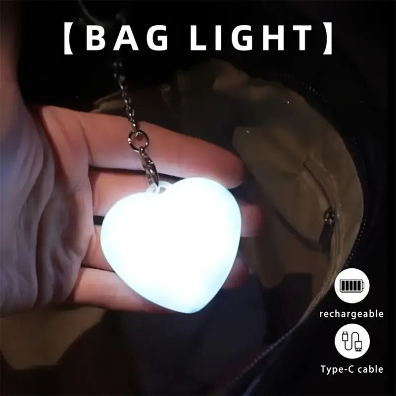 Premium Touch-Activated Heart Glow LED Bag Light (Rechargeable)