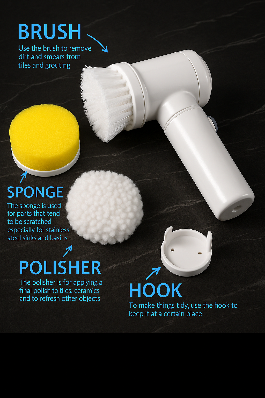5in1 Home Kitchen Electric Cleaning Brush Electric Spin Scrubber